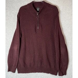 Calvin Klein Jeans 1/4 Zip Pullover Sweater Knit Top Burgundy Mens Large‎
